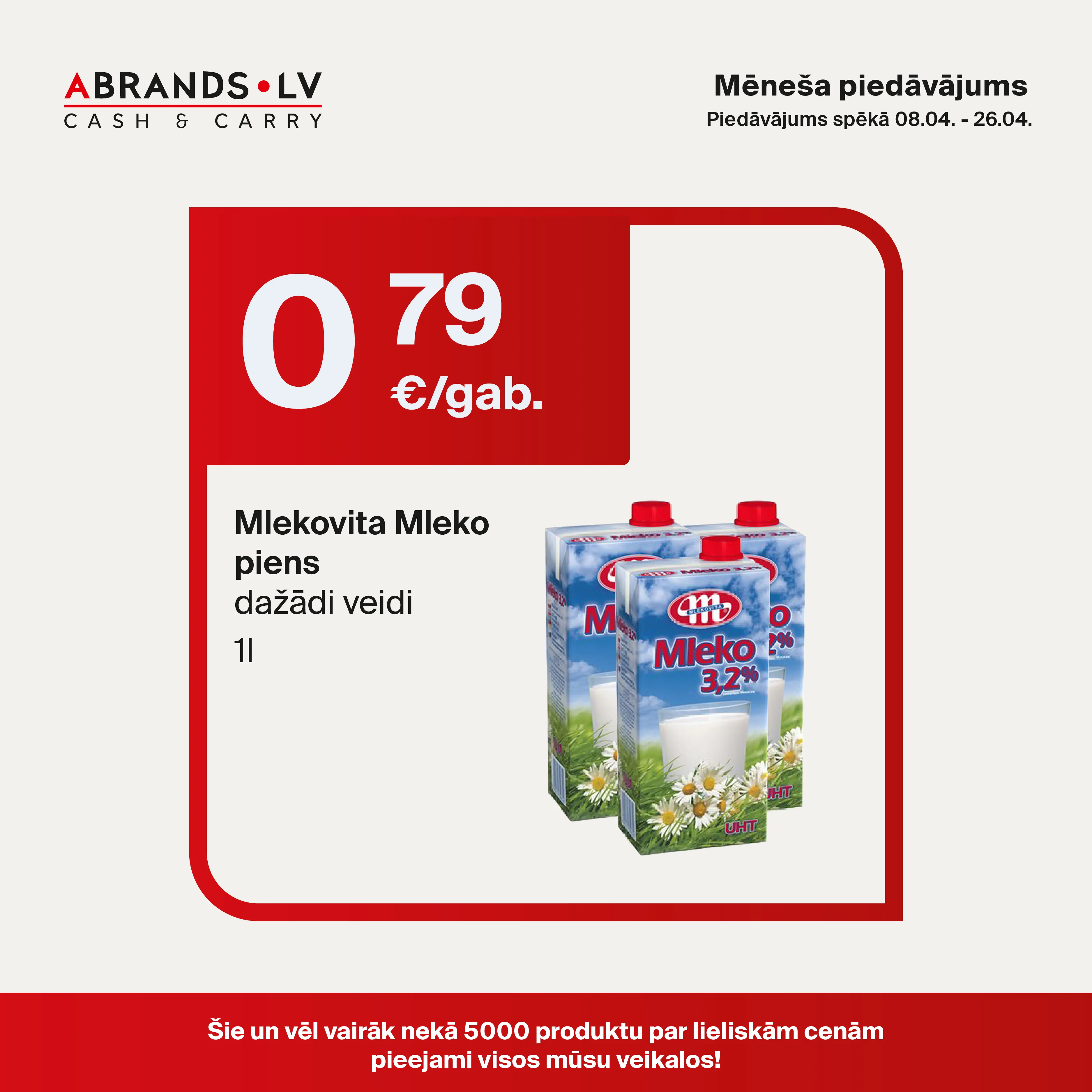 Mlekovita Mleko piens (1l) - 0,79 €/gab.